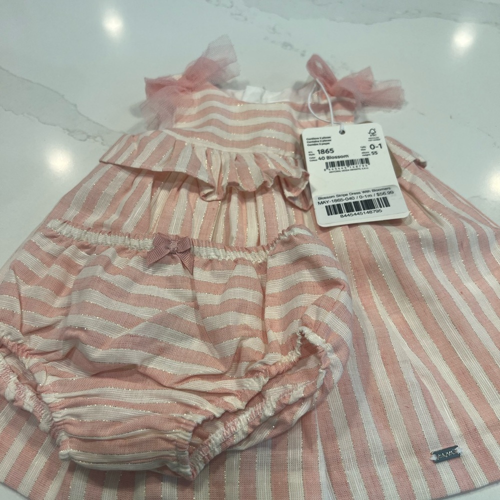 Mayoral Pink Striped Diaper Cover Set